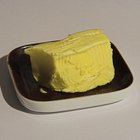 Pat of fresh farm butter on a dish