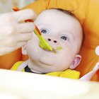 Baby eating with spoon