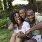 Hispanic mother and son smiling at each other