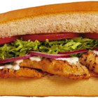 Chicken Schnitzel on a roll (against white)