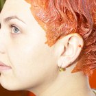 Woman coloring hair
