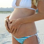 Pregnant woman by mirror