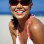 Spanish archaeological site reflected in woman's sunglasses