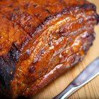 Pig's belly roasted on homemade barbecue grill