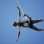 High angle view of a man bungee jumping