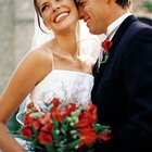 Woman holding flowers at a wedding