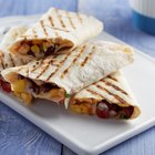 two chicken and cheese quesadillas
