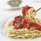 Spaghetti with meatballs in tomato sauce