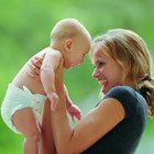 Couple in living room with baby