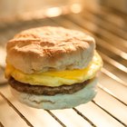Breakfast Sandwich With Coffee On Checkerboard Cloth