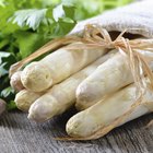 White asparagus on wood