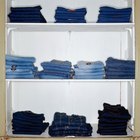 Close-up of jeans on a rack