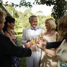 Wedding party toasting with champagne