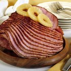 Christmas baked ham, served on the old plate.