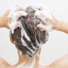 Front view portrait of a woman washing her hair