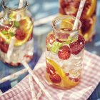 Infused water in glass bottles