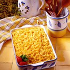 Bowl of baked macaroni and cheese