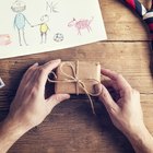 Present box on wooden surface.