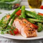 Fresh salmon on the cutting board.