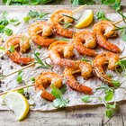 stir fry prawns in spicy asian food pineapple and herbs sauce