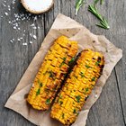 Creamed corn in white bowl