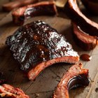 Raw pork ribs on a cutting board