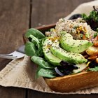 Healthy salad with grilled chicken,kale.beets and goat cheese