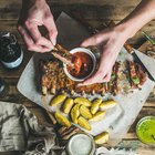 grilled pork ribs and potatoes