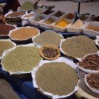 Top angle view of various spices