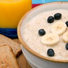 Oat bran in the wooden bowl