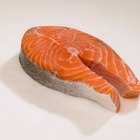 Fresh salmon on the cutting board.
