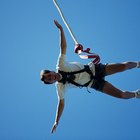 High angle view of a man bungee jumping