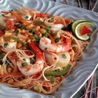 Asian cuisine with shrimp and noodles