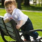 Child creeping in sandbox