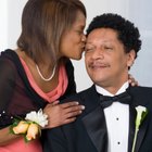 Newlywed couple at wedding reception