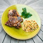 Bulgur in a wooden plate