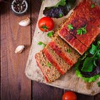 Meatloaf, potatoes, peas and carrots