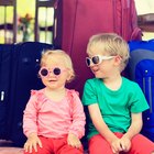 Woman and her child passing through the airport