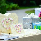 Bride and groom holding hands at wedding