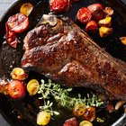 Beef steaks with grilled vegetables