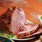 Christmas baked ham, served on the old plate.