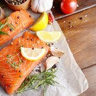 Close up of grilled salmon and vegetables