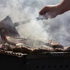 Pig's belly roasted on homemade barbecue grill