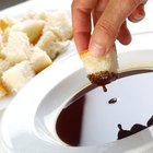 Preparing food in restaurant kitchen