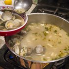 fresh clams preparing for cooking