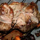 roasted lamb leg on board