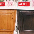 Antes y después: reacabado de un gabinete de color roble miel 