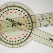 A goniometer is used to measure a joint's range of motion.