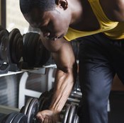 Select an appropriately-weighted dumbbell to work your lats.