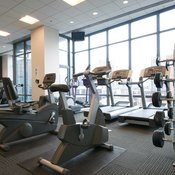 Gyms offer cardio and weight-training equipment.
